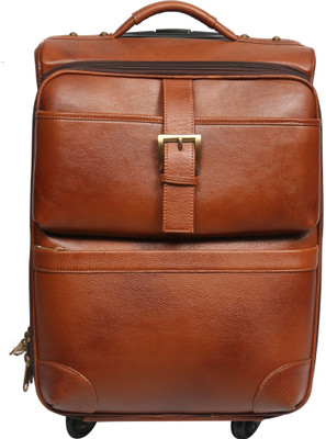 

OBANI Genuine Leather Trolley bag Small Travel Bag - Medium(Tan)