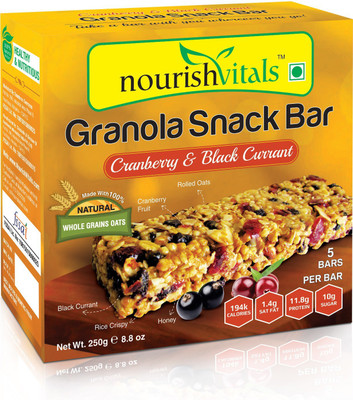 

NourishVitals Granola Snack Bar - Cranberry & Black Currant (5 Bars) - High in Energy, Protein(250 g)