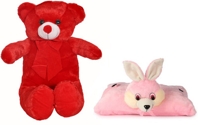 

Tajpur Traders Cute Lovley Teddy Bear With Bunny Pillow Soft Toys - 35 cm(Multicolor)