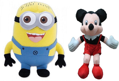 

kaykon Combo of Despicable Me Minion and Mickey Mouse Plush Stuffed Plush Toy Premium Quality Fabric - - 17 inch(Multicolor)