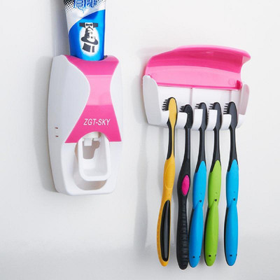 

panipat creations House of Quirk Automatic Touch Toothpaste Dispenser and Brush Holder Set is designed for your convenience. Plastic Toothbrush Holder(Multicolor, Wall Mount)