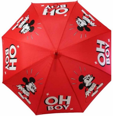 

Cierie Mickey Mouse Nylon Waterproof Windproof Red Umbrella(Red)