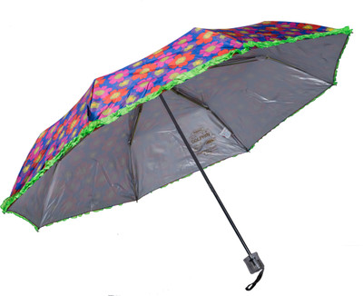 

Mohendra Dutt & Sons 3 Fold multicolor floral Umbrella with Sun Protection Umbrella(Multicolor)