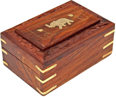 

Desi Karigar Handmade Wooden Jewellery Box For Women Jewel Organizer Elephant Decor, (Gift For Raksha Bandhan) Jewellery Vanity Box(Brown)