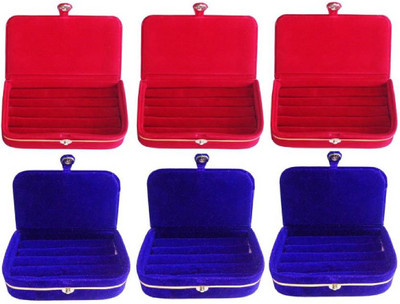

shivanshshine 6 Pieces Women /Men Ring Box And Earring Storage Travelling Folder Jewellery Vanity Box(Red/Blue) Jewellery Storage Vanity Box Jewellery Storage Vanity Box(Red, Blue)