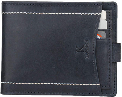 

K London Men Blue Genuine Leather Wallet(11 Card Slots), Dark blue