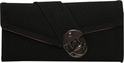 

Cidky Women Black Artificial Leather Wrist Wallet(10 Card Slots), Trendy black