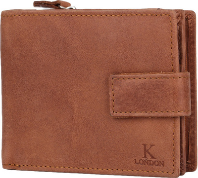 

K London Men Brown Genuine Leather Wallet(3 Card Slots)