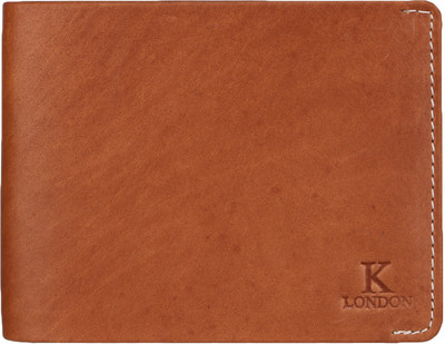 

K London Men Tan Genuine Leather Wallet(9 Card Slots)