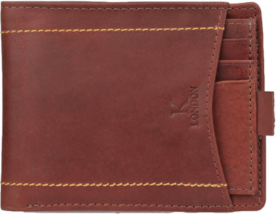 

K London Men Brown Genuine Leather Wallet(11 Card Slots)