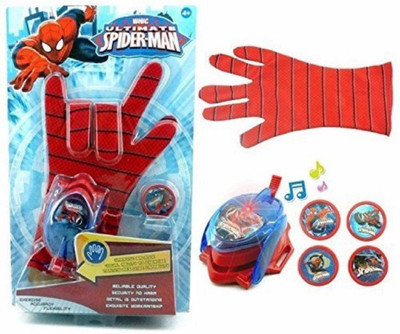 

Amazia Soft Fabric Ultimate Spiderman Gloves With Disc Launcher For Real Action for kids(Red)