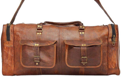 

STYLOLEATHERBAGS Leather Duffle Bag Leather Travel Luggage Bag 44 Trolley(Brown, 26 inch)