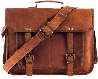 

STYLOLEATHERBAGS Leather Messenger Bag V46 Messenger Bag(Brown, 14 inch)