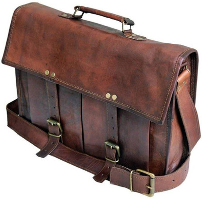 

STYLOLEATHERBAGS Leather Messenger Bag V48 Messenger Bag(Brown, 15 inch)