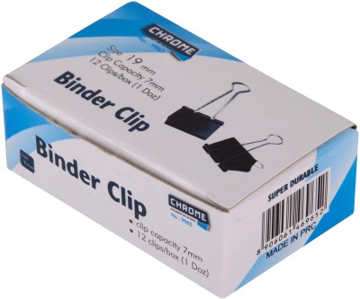 CHROME Box 19mm Metal Binder Clip(Set of 144, Black)