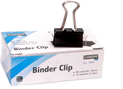 CHROME Box Small 15mm Metal Binder Clip(Set of 144, Black)