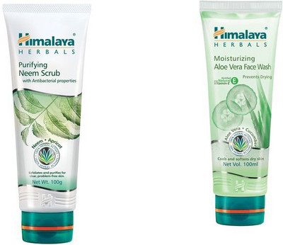 

Himalaya Purifying Neem Scrub, Moisturizing Aloe Vera Face Wash(Set of 2)