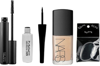 

Styling Silicon puff With Zoom Lash Mascara With Liquid Eyeliner & liquid foundation(Set of 4)