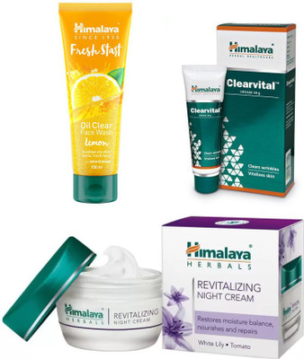 

Himalaya Revitalizing Night Cream, clearvital cream, fresh start oil clear lemon face wash(Set of 3)