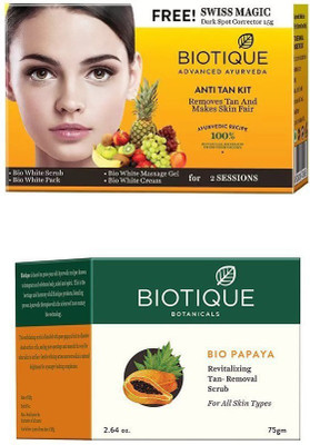

BIOTIQUE BIO Bio Anti Tan Facial Kit, Bio Papaya Revitalizing Tan Removal Scrub(Set of 2)