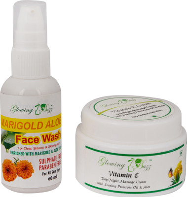 

Glowing Buzz Combo of Marigold aloe Face Wash and Vitamin-e Cream(Set of 1)