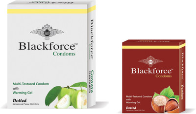 

BLACK FORCE guava and hazelnut flavour combo pack of 3 pcs pack of 2 (6 pcs ) Condom(Set of 2, 6S)