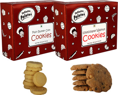

Infinite Palates Choco Walnut with Plain Butter Coin Cookies(400 g, Pack of 2)