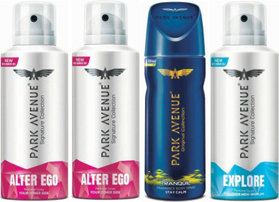 

Park Avenue 2 Alter Ego & 1 Tranquil & 1 Explore Body Spray - For Men(520 ml, Pack of 4)