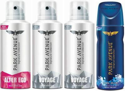 

Park Avenue 1 Alter Ego & 2 Voyage & 1 Cool Blue Body Spray - For Men(520 ml, Pack of 4)