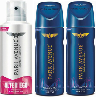 

Park Avenue 1 Alter Ego & 2 Eclectic Body Spray - For Men(390 ml, Pack of 3)