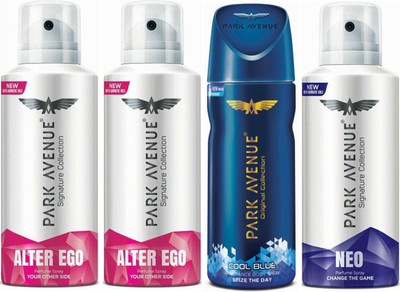 

Park Avenue 2 Alter Ego & 1 Cool Blue & 1 Neo Body Spray - For Men(520 ml, Pack of 4)