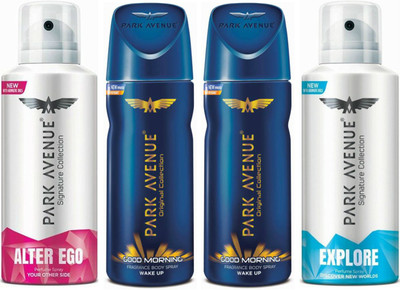 

Park Avenue 1 Alter Ego & 2 Good Morning & 1 Explore Body Spray - For Men(520 ml, Pack of 4)