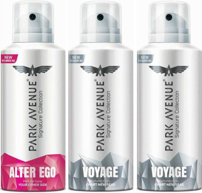 

Park Avenue 1 Alter Ego & 2 Voyage Body Spray - For Men(390 ml, Pack of 3)