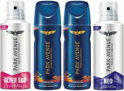 

Park Avenue 1 Alter Ego & 2 Horizon & 1 Neo Body Spray - For Men(520 ml, Pack of 4)