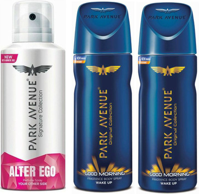 

Park Avenue 1 Alter Ego & 2 Good Morning Body Spray - For Men(390 ml, Pack of 3)