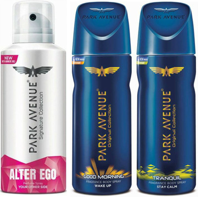 

Park Avenue 1 Alter Ego & 1 Good Morning & 1 Tranquil Body Spray - For Men(390 ml, Pack of 3)