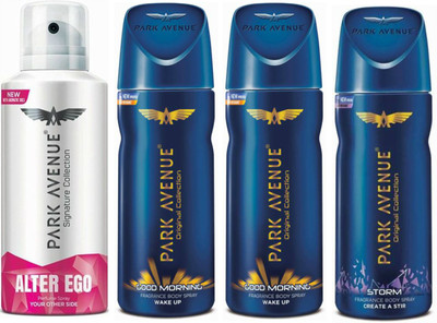 

Park Avenue 1 Alter Ego & 2 Good Morning & 1 Storm Body Spray - For Men(520 ml, Pack of 4)