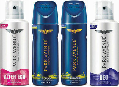 

Park Avenue 1 Alter Ego & 2 Tranquil & 1 Neo Body Spray - For Men(520 ml, Pack of 4)