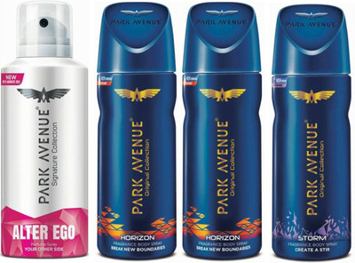 

Park Avenue 1 Alter Ego & 2 Horizon & 1 Storm Body Spray - For Men(520 ml, Pack of 4)