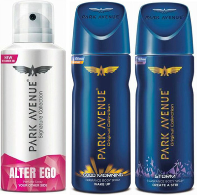 

Park Avenue 1 Alter Ego & 1 Good Morning & 1 Storm Body Spray - For Men(390 ml, Pack of 3)