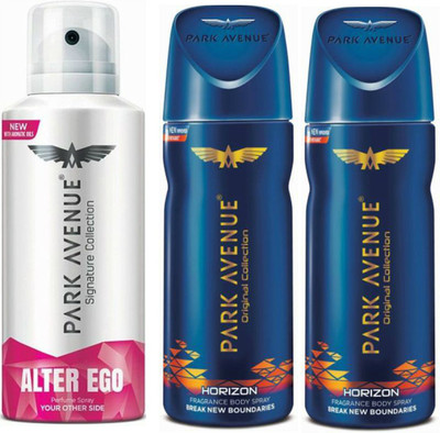 

Park Avenue 1 Alter Ego & 2 Horizon Body Spray - For Men(390 ml, Pack of 3)