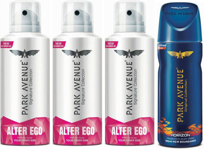 

Park Avenue 3 Alter Ego & 1 Horizon Body Spray - For Men(520 ml, Pack of 4)