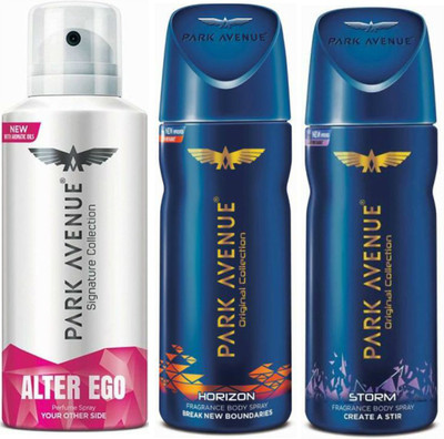 

Park Avenue 1 Alter Ego & 1 Horizon & 1 Storm Body Spray - For Men(390 ml, Pack of 3)
