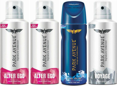 

Park Avenue 2 Alter Ego & 1 Cool Blue & 1 Voyage Body Spray - For Men(520 ml, Pack of 4)
