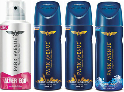 

Park Avenue 1 Alter Ego & 2 Good Morning & 1 Cool Blue Body Spray - For Men(520 ml, Pack of 4)