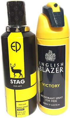 

English blazer Victory & Stag Body Spray - For Men & Women(400 ml, Pack of 2)
