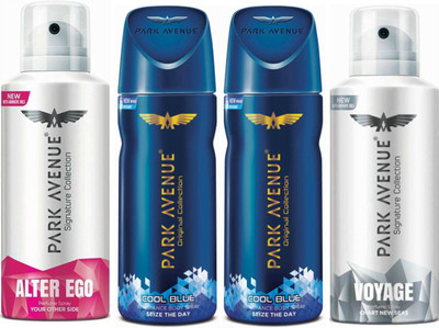 

Park Avenue 1 Alter Ego & 2 Cool Blue & 1 Voyage Body Spray - For Men(520 ml, Pack of 4)