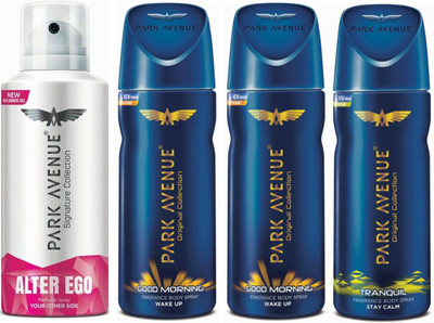 

Park Avenue 1 Alter Ego & 2 Good Morning & 1 Tranquil Body Spray - For Men(520 ml, Pack of 4)