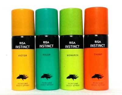

RISA INSTINCT VICTOR,RULER,CHAMP AND MONARCH Perfume Body Spray - For Boys(160 ml, Pack of 4)