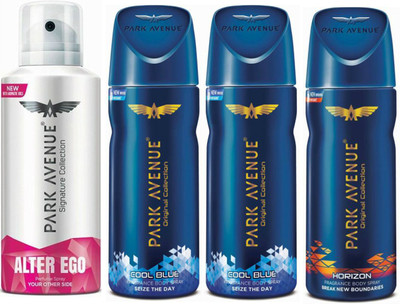 

Park Avenue 1 Alter Ego & 2 Cool Blue & 1 Horizon Body Spray - For Men(520 ml, Pack of 4)